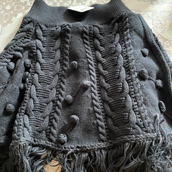 Free People Black Cable Knit PomPom Skater Skirt XS New with Tags - Picture 3 of 5